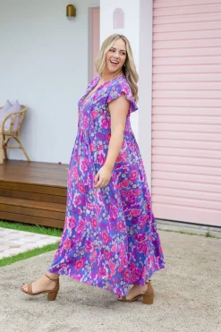 Proud Poppy Clothing Carmody Purple Floral Maxi Dress Clearance