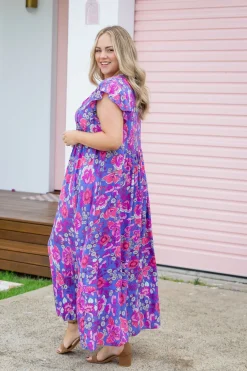 Proud Poppy Clothing Carmody Purple Floral Maxi Dress Clearance