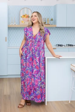 Proud Poppy Clothing Carmody Purple Floral Maxi Dress Clearance