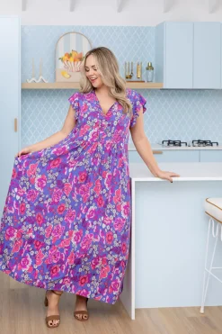 Proud Poppy Clothing Carmody Purple Floral Maxi Dress Clearance