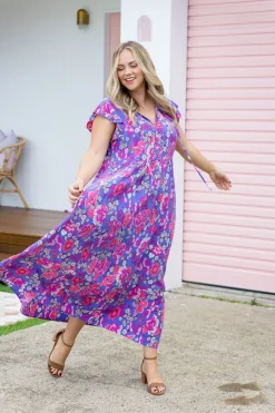 Proud Poppy Clothing Carmody Purple Floral Maxi Dress Clearance
