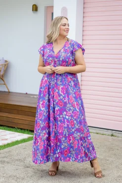 Proud Poppy Clothing Carmody Purple Floral Maxi Dress Clearance