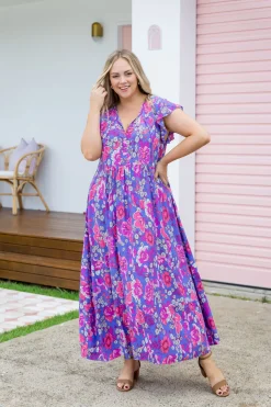Proud Poppy Clothing Carmody Purple Floral Maxi Dress Clearance