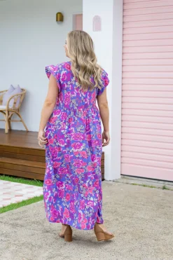 Proud Poppy Clothing Carmody Purple Floral Maxi Dress Clearance
