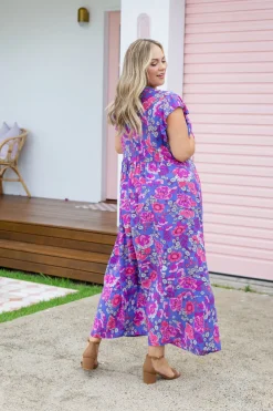Proud Poppy Clothing Carmody Purple Floral Maxi Dress Clearance