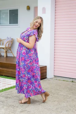 Proud Poppy Clothing Carmody Purple Floral Maxi Dress Clearance