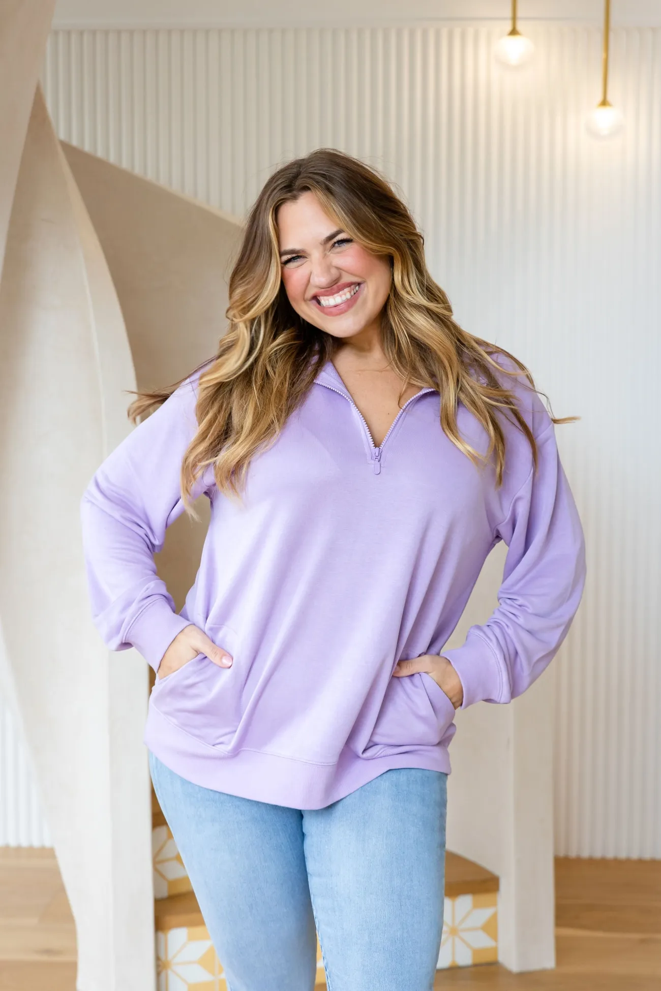 Proud Poppy Clothing Cassie Modal Blend Lounge Sweater in Lavender Sale