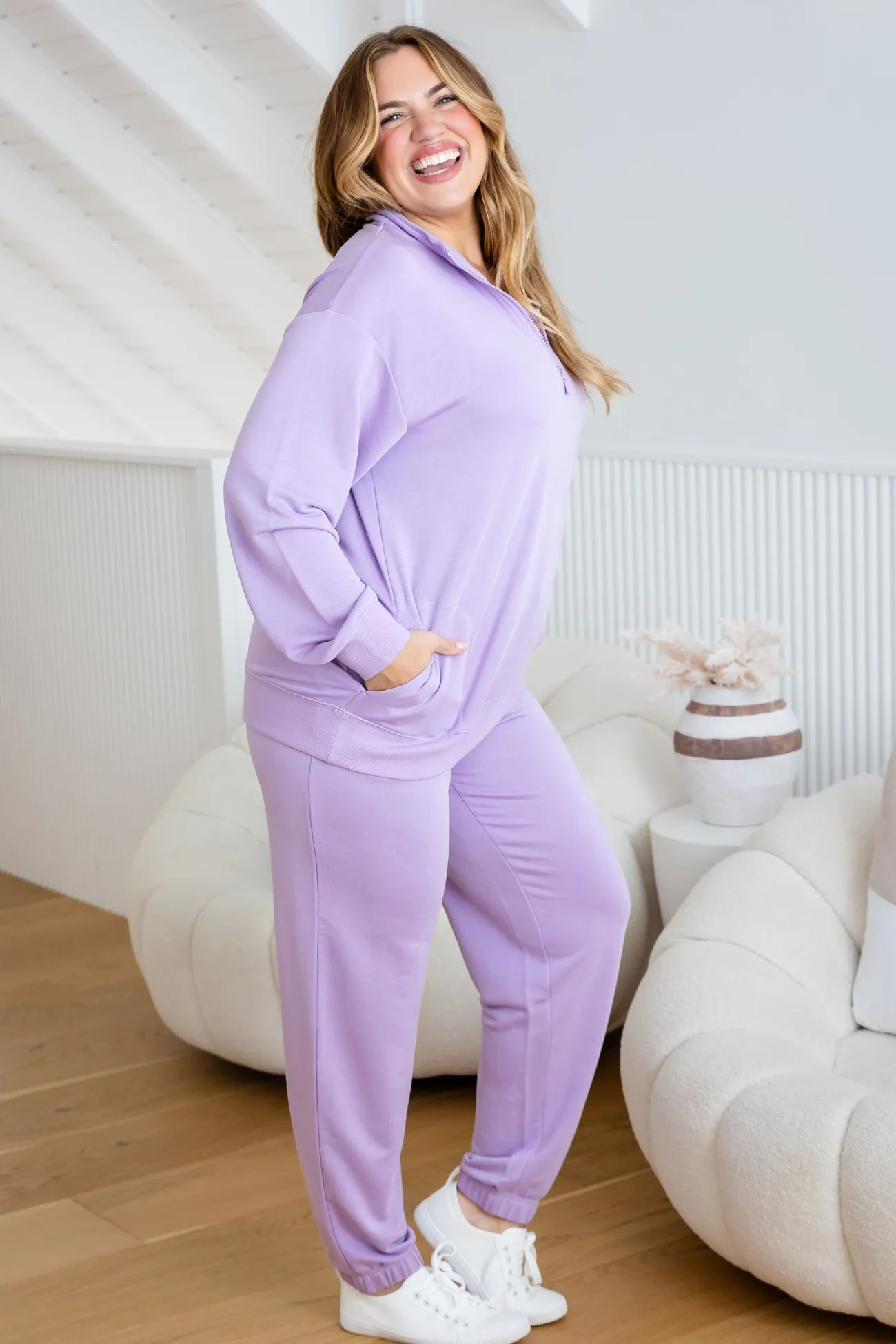 Proud Poppy Clothing Cassie Modal Blend Lounge Sweater in Lavender Sale