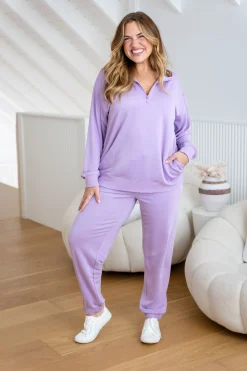 Proud Poppy Clothing Cassie Modal Blend Lounge Sweater in Lavender Sale