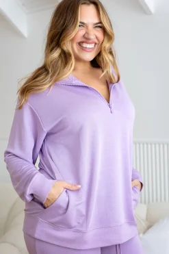 Proud Poppy Clothing Cassie Modal Blend Lounge Sweater in Lavender Sale