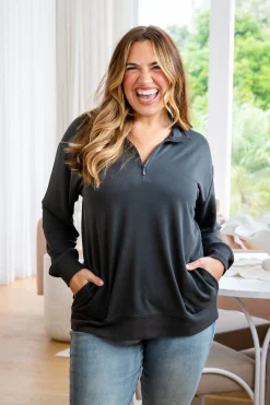 Proud Poppy Clothing Cassie Modal Blend Lounge Sweater in Shadow Online