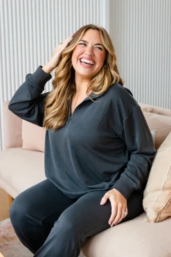 Proud Poppy Clothing Cassie Modal Blend Lounge Sweater in Shadow Online