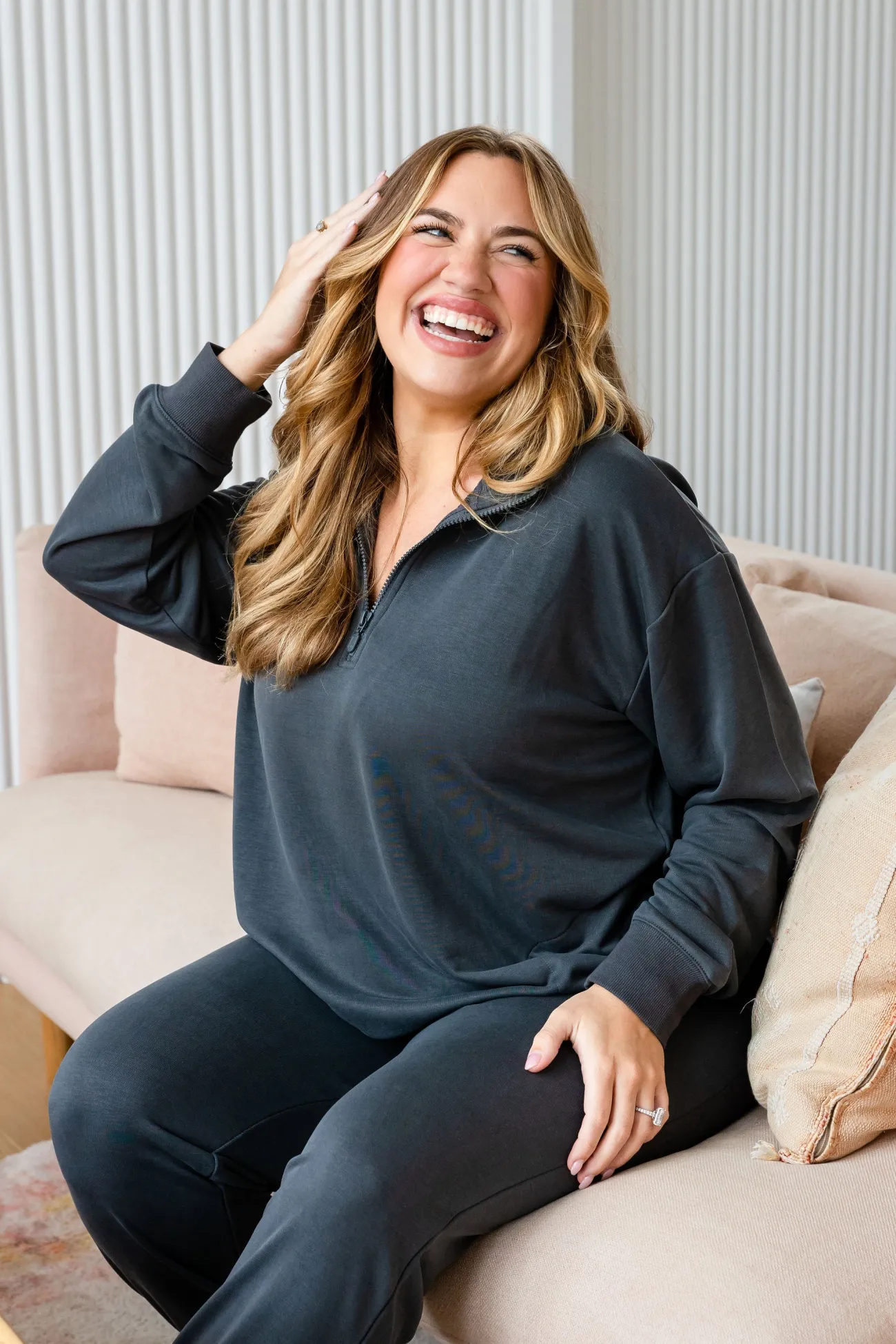 Proud Poppy Clothing Cassie Modal Blend Lounge Sweater in Shadow Online
