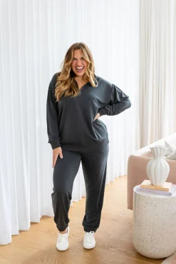 Proud Poppy Clothing Cassie Modal Blend Lounge Sweater in Shadow Online