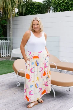 Proud Poppy Clothing Cheshire Bamboo Blend Skirt in Crabby Patty CrabbyPatty New