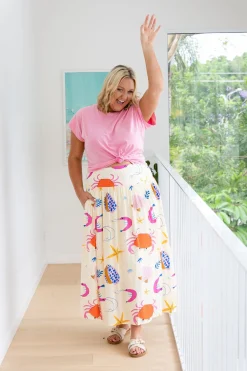Proud Poppy Clothing Cheshire Bamboo Blend Skirt in Crabby Patty CrabbyPatty New