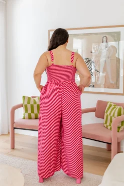 Proud Poppy Clothing Christina Jumpsuit in Candy Stripe Red/Pink CandyStripeRed/Pink Discount