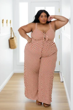 Proud Poppy Clothing Christina Jumpsuit in Candy Stripe Rust CandyStripeRust Clearance