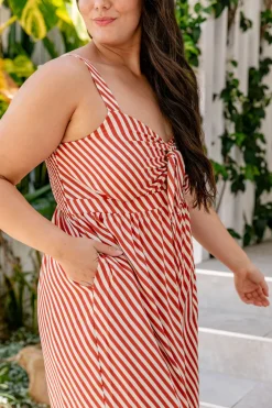 Proud Poppy Clothing Christina Jumpsuit in Candy Stripe Rust CandyStripeRust Clearance