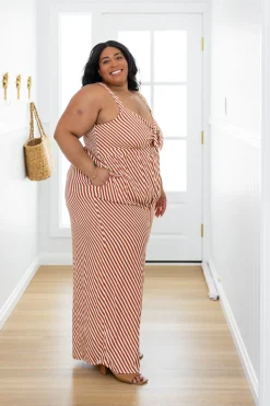 Proud Poppy Clothing Christina Jumpsuit in Candy Stripe Rust CandyStripeRust Clearance