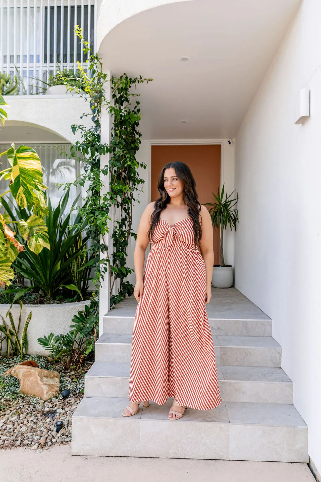 Proud Poppy Clothing Christina Jumpsuit in Candy Stripe Rust CandyStripeRust Clearance