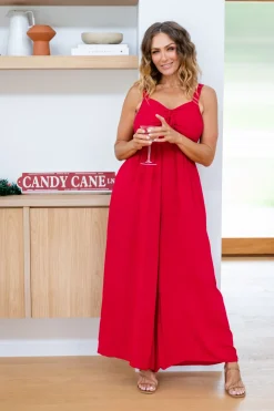 Proud Poppy Clothing Christina Jumpsuit in Red Discount
