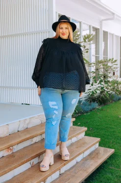 Proud Poppy Clothing Cora Long Sleeve Top in Black Clearance