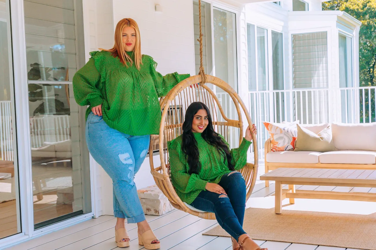 Proud Poppy Clothing Cora Long Sleeve Top in Green Hot