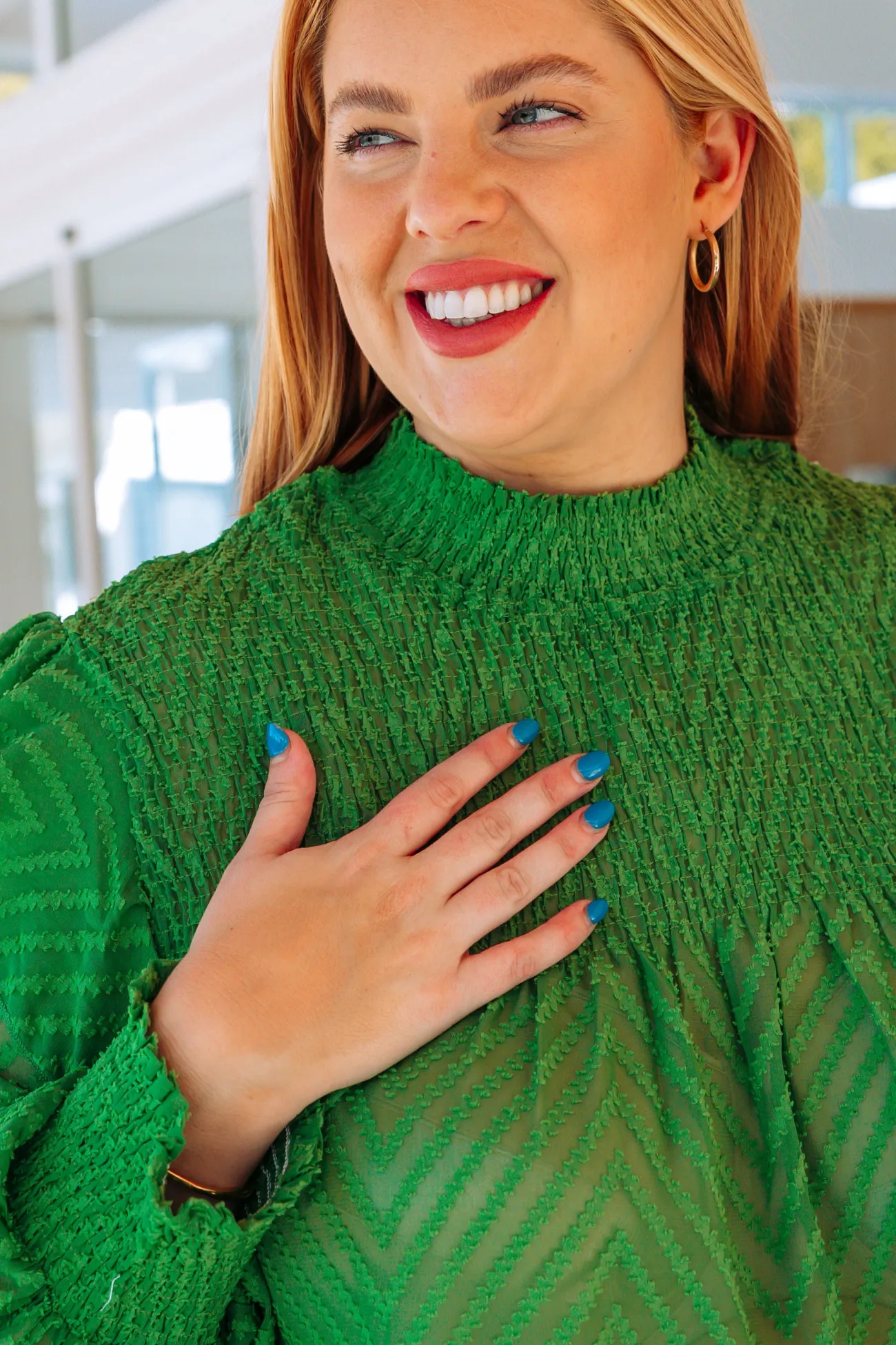 Proud Poppy Clothing Cora Long Sleeve Top in Green Hot