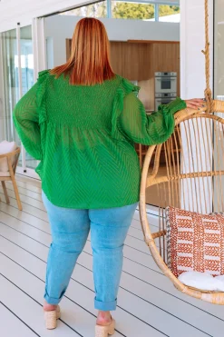 Proud Poppy Clothing Cora Long Sleeve Top in Green Hot