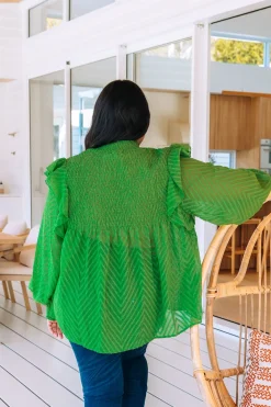 Proud Poppy Clothing Cora Long Sleeve Top in Green Hot