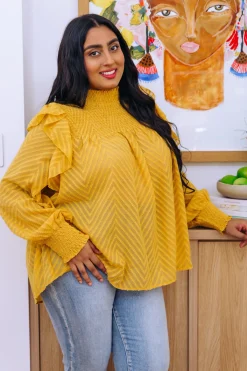 Proud Poppy Clothing Cora Long Sleeve Top in Mustard Clearance