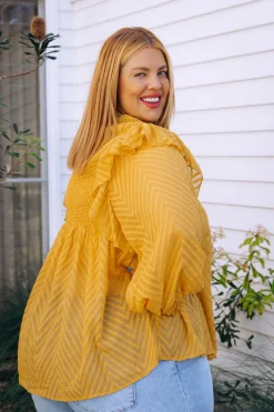 Proud Poppy Clothing Cora Long Sleeve Top in Mustard Clearance