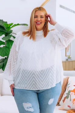 Proud Poppy Clothing Cora Long Sleeve Top in White Clearance