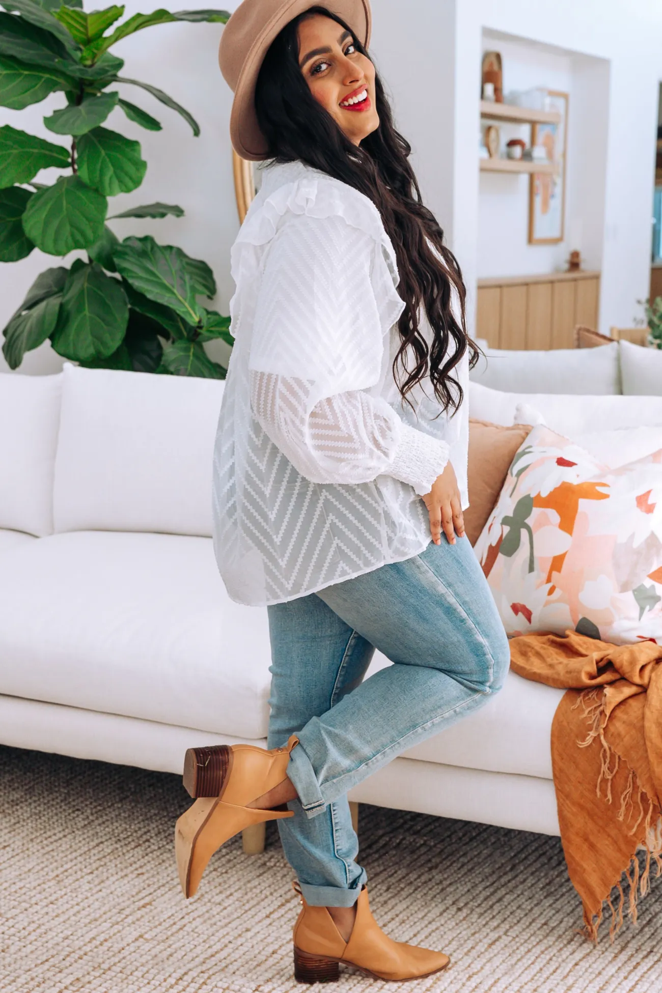 Proud Poppy Clothing Cora Long Sleeve Top in White Clearance