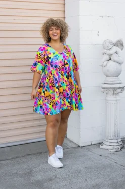 Proud Poppy Clothing Disco Dress in Messy Mind by Kasey Rainbow New