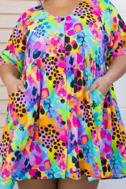 Proud Poppy Clothing Disco Dress in Messy Mind by Kasey Rainbow New