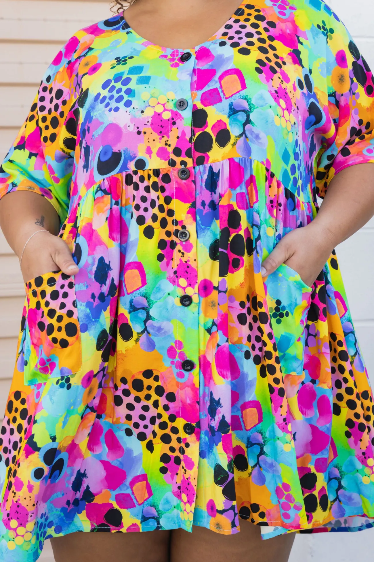 Proud Poppy Clothing Disco Dress in Messy Mind by Kasey Rainbow New