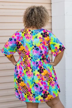 Proud Poppy Clothing Disco Dress in Messy Mind by Kasey Rainbow New