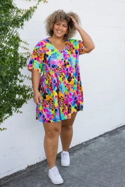 Proud Poppy Clothing Disco Dress in Messy Mind by Kasey Rainbow New