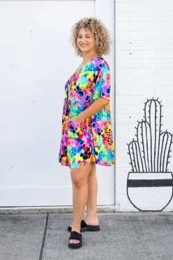 Proud Poppy Clothing Disco Dress in Messy Mind by Kasey Rainbow New