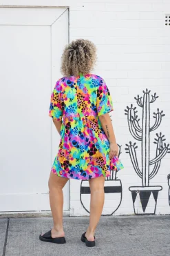 Proud Poppy Clothing Disco Dress in Messy Mind by Kasey Rainbow New