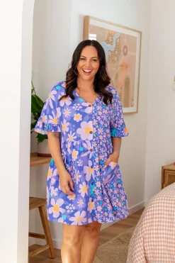 Proud Poppy Clothing Divine Dress in Lilac Daisies LilacDaisies New