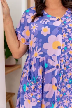 Proud Poppy Clothing Divine Dress in Lilac Daisies LilacDaisies New