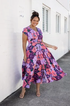 Proud Poppy Clothing Ellie Floral Maxi Dress in Purple Hot