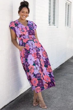 Proud Poppy Clothing Ellie Floral Maxi Dress in Purple Hot