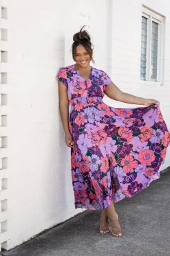 Proud Poppy Clothing Ellie Floral Maxi Dress in Purple Hot