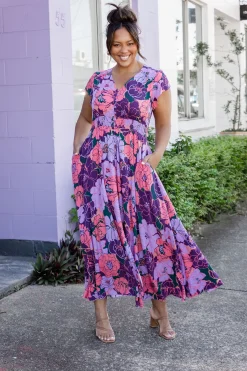 Proud Poppy Clothing Ellie Floral Maxi Dress in Purple Hot