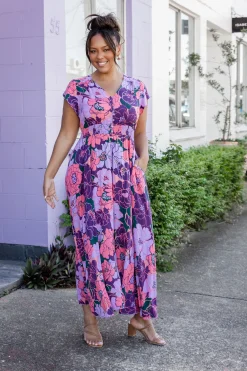 Proud Poppy Clothing Ellie Floral Maxi Dress in Purple Hot