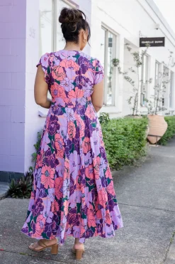 Proud Poppy Clothing Ellie Floral Maxi Dress in Purple Hot